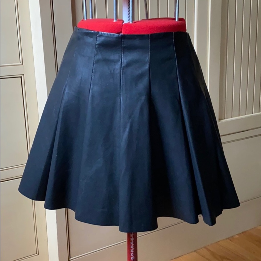 BB Dakota Flared Pleated Faux Leather Skirt Sz 4